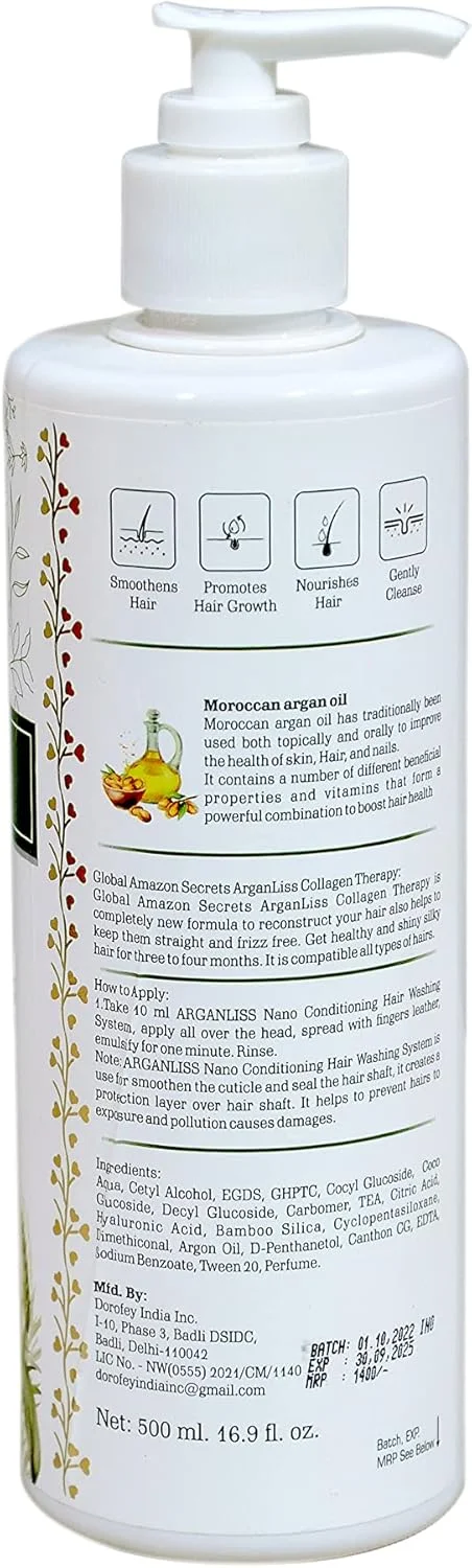 شامپو سیستم شستشوی موی کراتین پریمیوم آمازون گلوبال سکرتز آرگانلیس نانو نرم کننده مو برای درخشش مو | صاف کردن | کنترل وز | نرم کننده • برای آقایان و بانوان 500 میلی لیتر شامپو سیستم شستشوی موی کراتین پریمیوم آمازون گلوبال سکرتز آرگانلیس نانو نرم کننده مو برای درخشش مو | صاف کردن | کنترل وز | نرم کننده • برای آقایان و بانوان 500 میلی لیتر