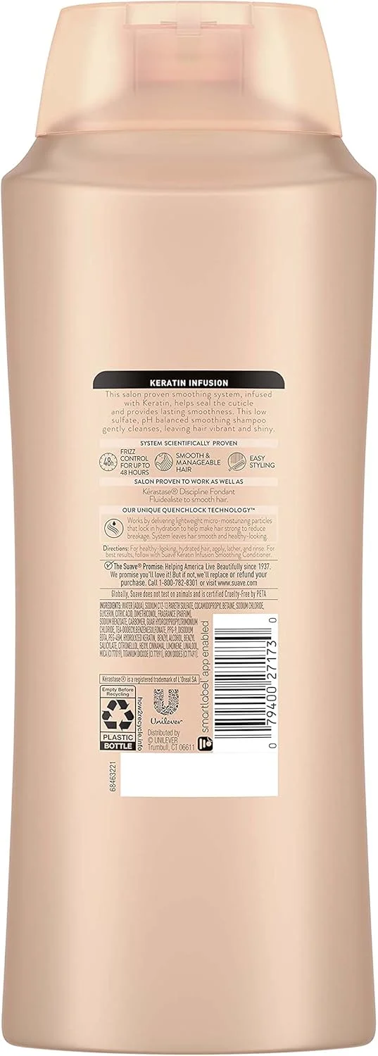 شامپو نرم کننده موهای خشک Suave Professionals حاوی کراتین، کنترل کننده وز مو تا 48 ساعت، 828 میلی لیتر، بسته 4 عددی شامپو نرم کننده موهای خشک Suave Professionals حاوی کراتین، کنترل کننده وز مو تا 48 ساعت، 828 میلی لیتر، بسته 4 عددی