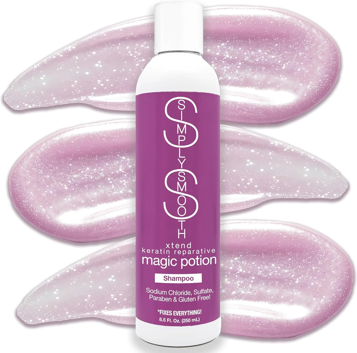شامپو روزانه بدون پارابن سیمپلی اسموت مدل Magic Potion، ترمیم و احیای موهای خشک، آسیب دیده و فاقد کراتین، آبرسانی و ایجاد موهای نرم و سالم برای انواع مو، 250 میلی لیتر شامپو روزانه بدون پارابن سیمپلی اسموت مدل Magic Potion، ترمیم و احیای موهای خشک، آسیب دیده و فاقد کراتین، آبرسانی و ایجاد موهای نرم و سالم برای انواع مو، 250 میلی لیتر