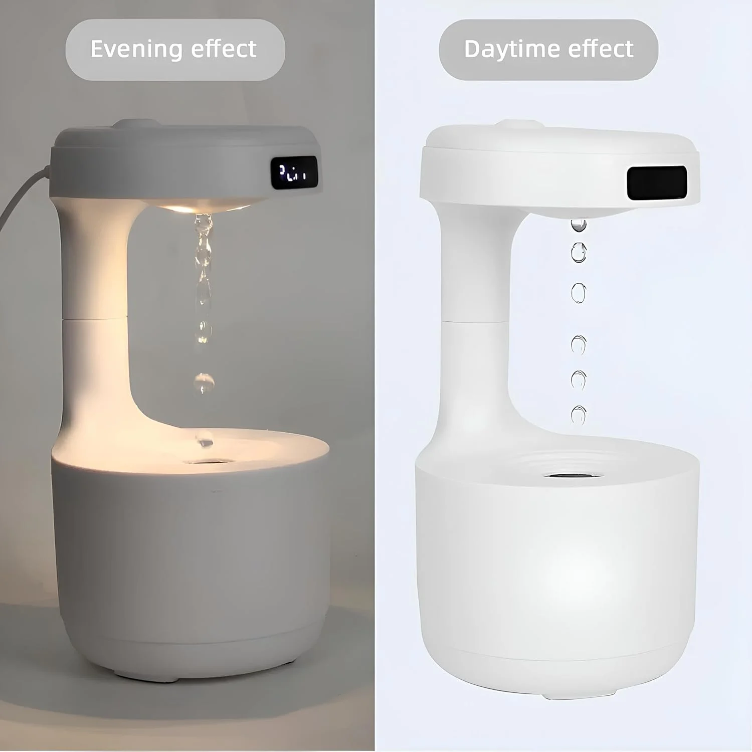 دستگاه بخور ضد جاذبه با قطرات معلق آب و نمایشگر ساعت LED | خاموشی خودکار ایمنی، عملکرد فوق العاده بی صدا مناسب اتاق خواب دستگاه بخور ضد جاذبه با قطرات معلق آب و نمایشگر ساعت LED | خاموشی خودکار ایمنی، عملکرد فوق العاده بی صدا مناسب اتاق خواب