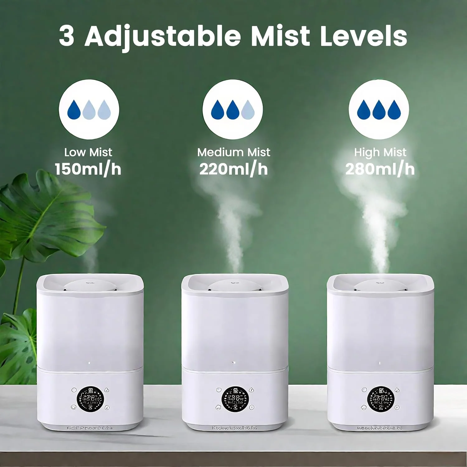 دستگاه بخور هوشمند AMINAC برای اتاق خواب، منزل، اتاق بزرگ، مخزن آب 4 لیتری با قابلیت پر کردن از بالا، دارای پخش کننده اسانس روغنی، 3 سطح مه، رطوبت 45% تا 90%، تایمر 12 ساعته، کنترل IR/لمسی/اپلیکیشن، حالت خواب با چراغ شب