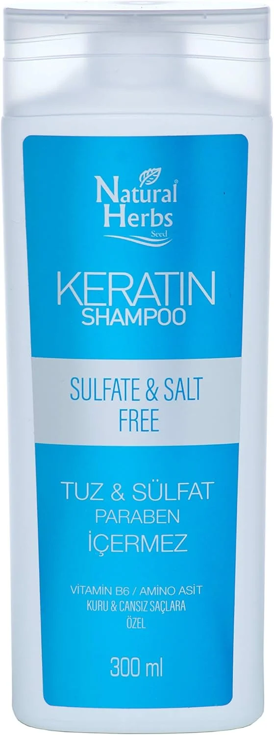 شامپو کراتین گیاهی سید نچرال هربز 300 میلی لیتر - آبرسان، درخشان کننده و حجم دهنده مو، بدون سولفات، نمک و پارابن - صاف کننده کراتینه مو و محافظت از مو در برابر حرارت