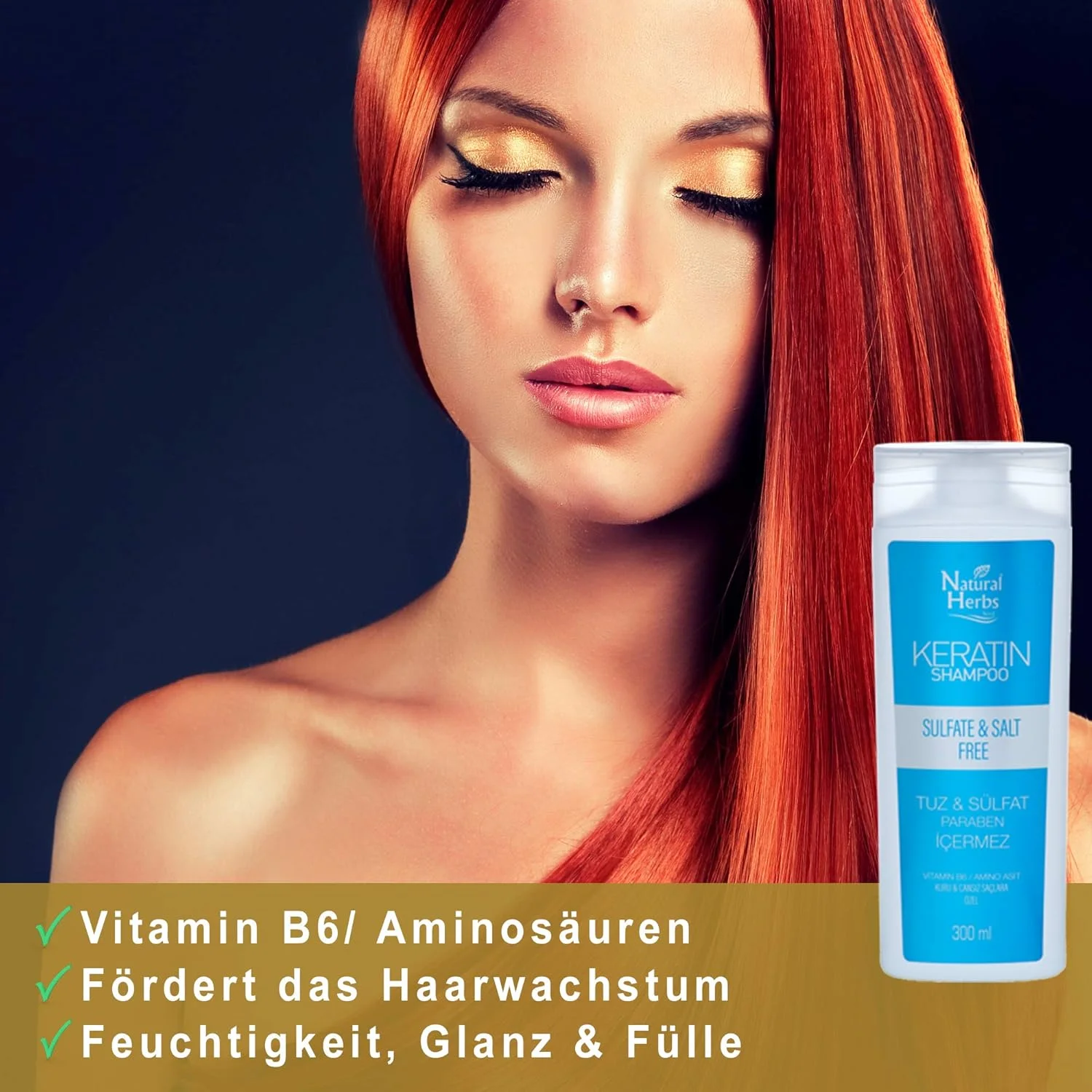 شامپو کراتین گیاهی سید نچرال هربز 300 میلی لیتر - آبرسان، درخشان کننده و حجم دهنده مو، بدون سولفات، نمک و پارابن - صاف کننده کراتینه مو و محافظت از مو در برابر حرارت