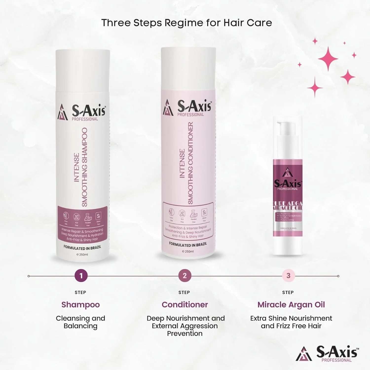 شامپو صاف کننده حرفه ای S-Axis برای صاف کردن، ترمیم، تغذیه، آبرسانی، رفع وز و درخشان کردن مو برای زنان و مردان، بدون سولفات، بدون پارابن - 250 میلی لیتر (بسته 1 عددی)