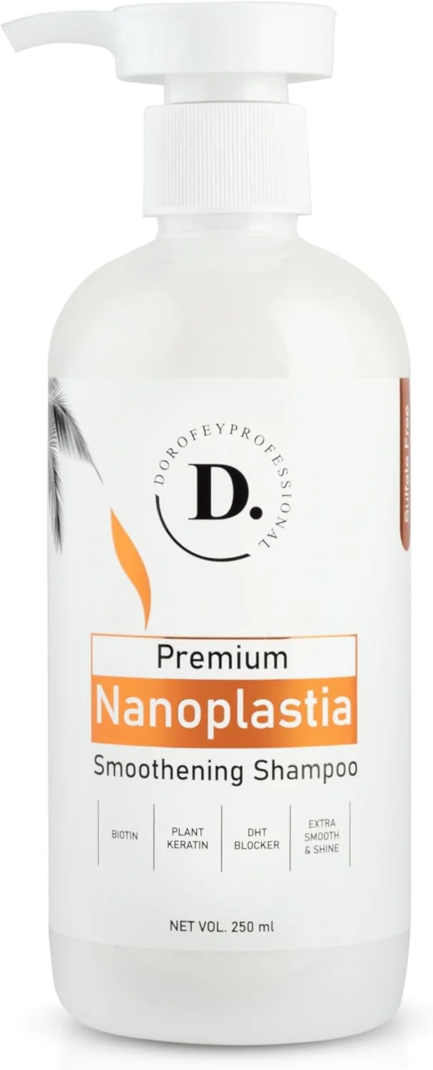 شامپو صاف کننده نانوپلاستیا حرفه ای دوروفی | بدون سولفات، پارابن و سیلیکون | برای موهای صاف و نرم | ترمیم کننده موهای آسیب دیده 250 میلی لیتر