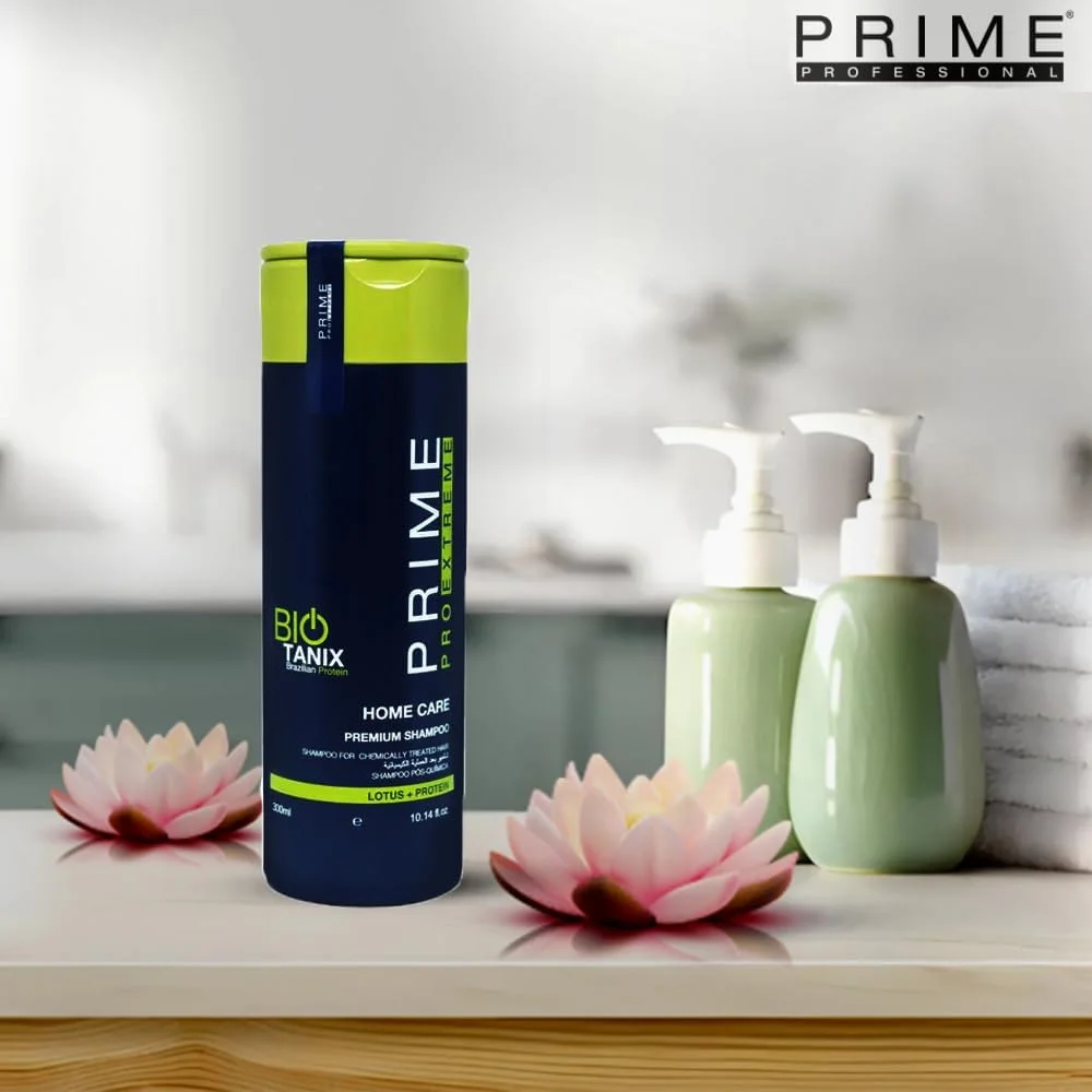 شامپو مو پریم پرو اکستریم بایو تانیکس برزیلی پروتئین هوم کر پریمیوم مناسب موهای کراتینه شده حاوی لوتوس + شامپو پروتئینه مو برای زنان/مردان