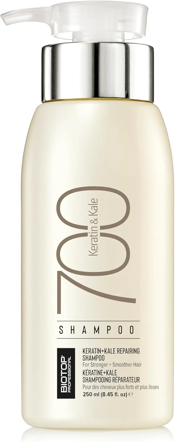 شامپو کراتین + کلم پیچ 700 Biotop Professional حجم 250 میلی لیتر | بابونه آرامش بخش | فاقد پارابن، SLS و سولفات | برای موهای آسیب دیده، زبر یا تحت درمان شیمیایی
