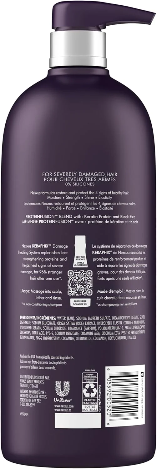 شامپو ترمیم کننده موهای آسیب دیده نکسوس Keraphix حاوی پروتئین کراتین، برنج سیاه، بدون سیلیکون 1000 میلی لیتر شامپو ترمیم کننده موهای آسیب دیده نکسوس Keraphix حاوی پروتئین کراتین، برنج سیاه، بدون سیلیکون 1000 میلی لیتر