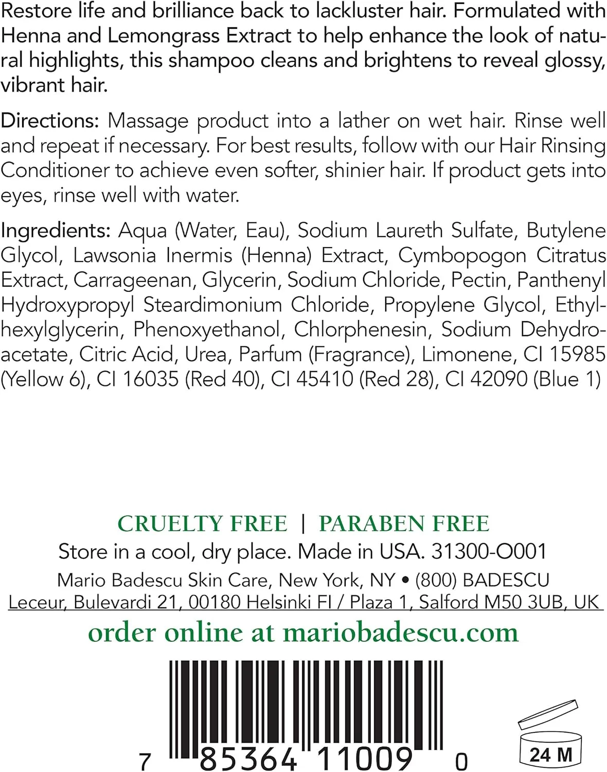 شامپو حنا و سیمولیِنت ماریو بادِسکو، ۴۷۳ میلیلیتر شامپو حنا و سیمولیِنت ماریو بادِسکو، ۴۷۳ میلیلیتر