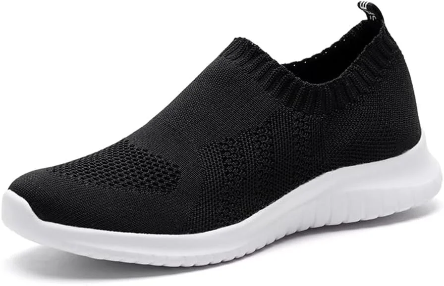 کفش پیاده روی زنانه TIOSEBON، سبک وزن، توری، لغزنده - کفش ورزشی تنفسی، سایز 10 مشکی