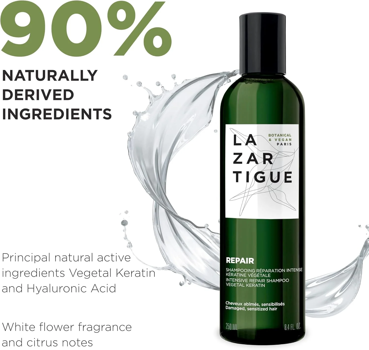 شامپو ترمیم کننده لازارتیگ، غنی شده با کراتین گیاهی، به ترمیم عمقی آسیب مو کمک می کند و فیبر مو را بازسازی می کند، مو را تقویت می کند و آن را تا انتها ابریشمی می کند، 250 میلی لیتر، وگان شامپو ترمیم کننده لازارتیگ، غنی شده با کراتین گیاهی، به ترمیم عمقی آسیب مو کمک می کند و فیبر مو را بازسازی می کند، مو را تقویت می کند و آن را تا انتها ابریشمی می کند، 250 میلی لیتر، وگان