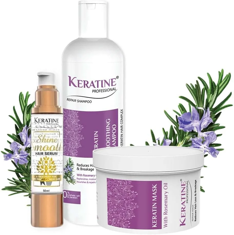 شامپو کراتینه پروفشنال بدون سولفات کراتین + صاف کننده حاوی روغن رزماری 500 میلی لیتر و ماسک کراتینه حاوی روغن رزماری 500 میلی لیتر و سرم مو کراتینه براق کننده و صاف کننده 50 میلی لیتر | برای موهای خشک، آسیب دیده و رنگ شده شامپو کراتینه پروفشنال بدون سولفات کراتین + صاف کننده حاوی روغن رزماری 500 میلی لیتر و ماسک کراتینه حاوی روغن رزماری 500 میلی لیتر و سرم مو کراتینه براق کننده و صاف کننده 50 میلی لیتر | برای موهای خشک، آسیب دیده و رنگ شده