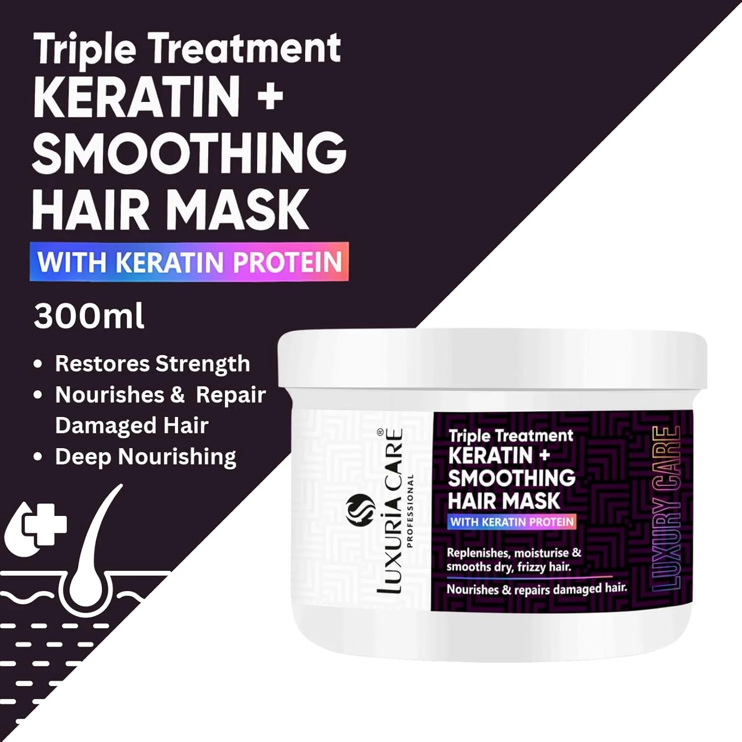 مجموعه شامپو و ماسک کراتین (300 میلی لیتر) | بدون سولفات | غنی شده با پروتئین برنج و ابریشم برای کنترل وز، ترمیم عمقی و موهای صاف و براق مجموعه شامپو و ماسک کراتین (300 میلی لیتر) | بدون سولفات | غنی شده با پروتئین برنج و ابریشم برای کنترل وز، ترمیم عمقی و موهای صاف و براق