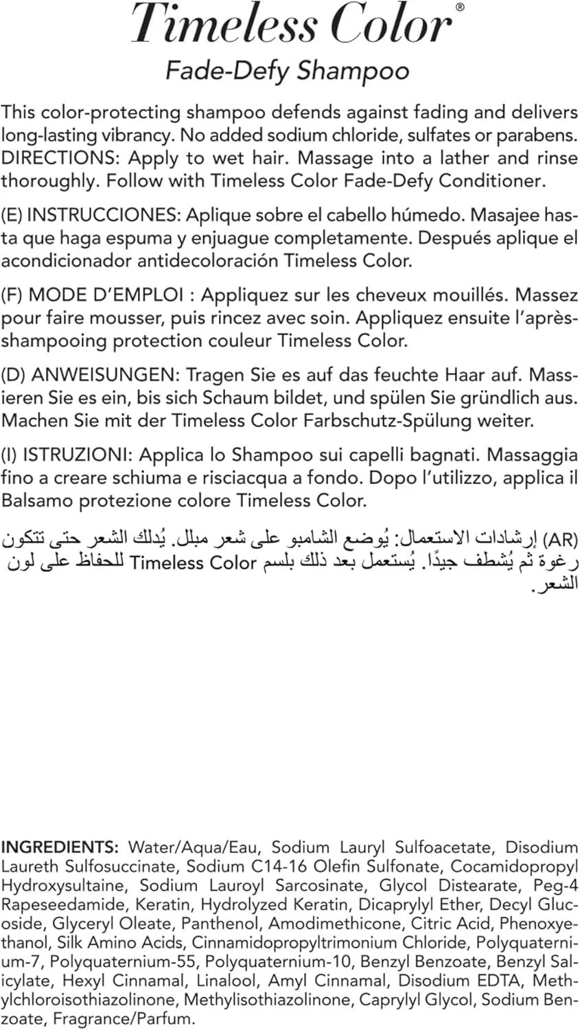 شامپو کراتین کمپلکس Timeless Color Fade-defy حجم 1000 میل، مناسب آقایان و بانوان شامپو کراتین کمپلکس Timeless Color Fade-defy حجم 1000 میل، مناسب آقایان و بانوان