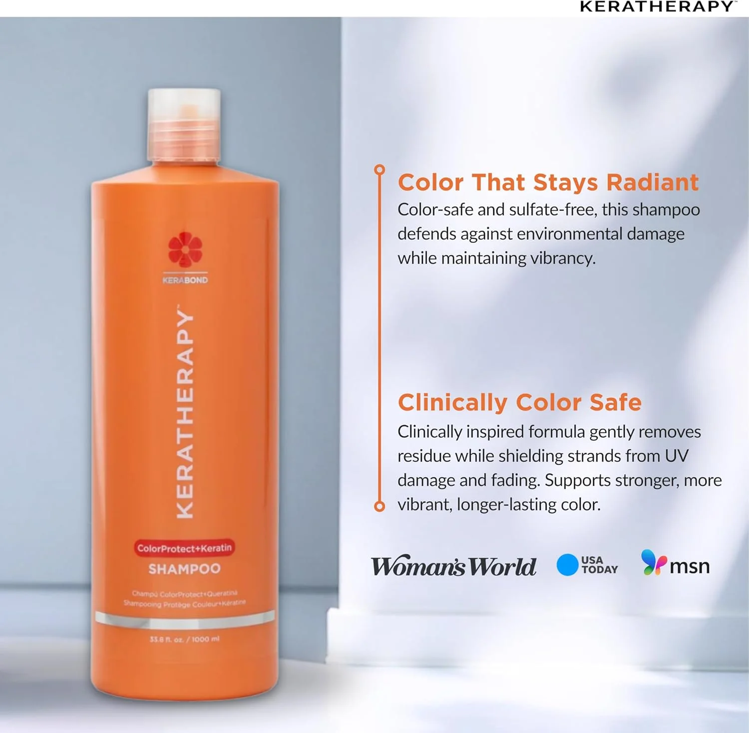 شامپو محافظ رنگ مو کراتراپی حاوی کراتین، 1000 میلی لیتر - شامپو محافظ رنگ مو بدون گلوتن برای موهای رنگ شده با فناوری Kerabond، روغن تمشک قرمز، امگا 3 و 6 شامپو محافظ رنگ مو کراتراپی حاوی کراتین، 1000 میلی لیتر - شامپو محافظ رنگ مو بدون گلوتن برای موهای رنگ شده با فناوری Kerabond، روغن تمشک قرمز، امگا 3 و 6