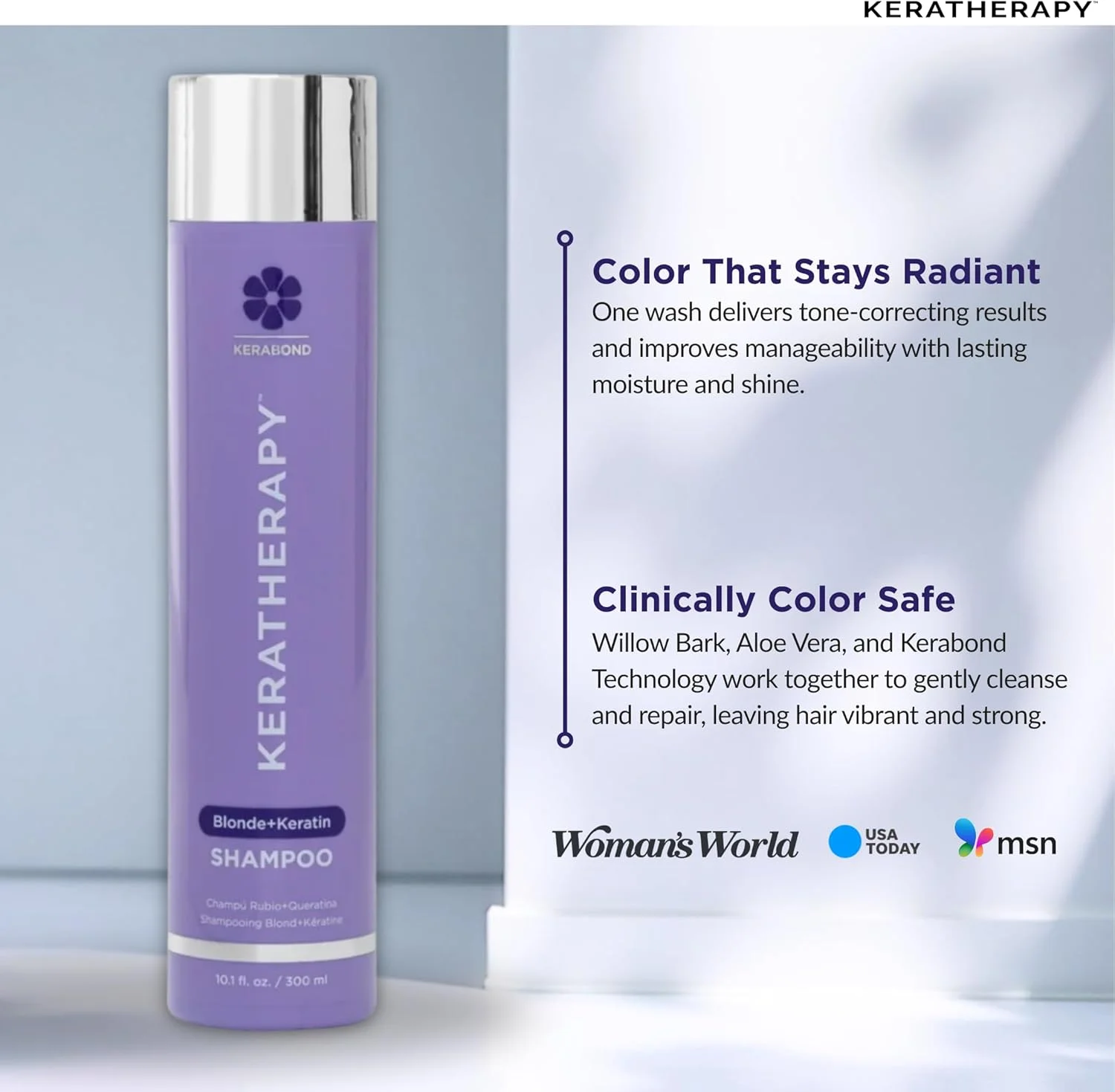 شامپو تونینگ بنفش کراتراپی مدل Keratin Infused Totally Blonde، حجم 300 میلی لیتر شامپو تونینگ بنفش کراتراپی مدل Keratin Infused Totally Blonde، حجم 300 میلی لیتر