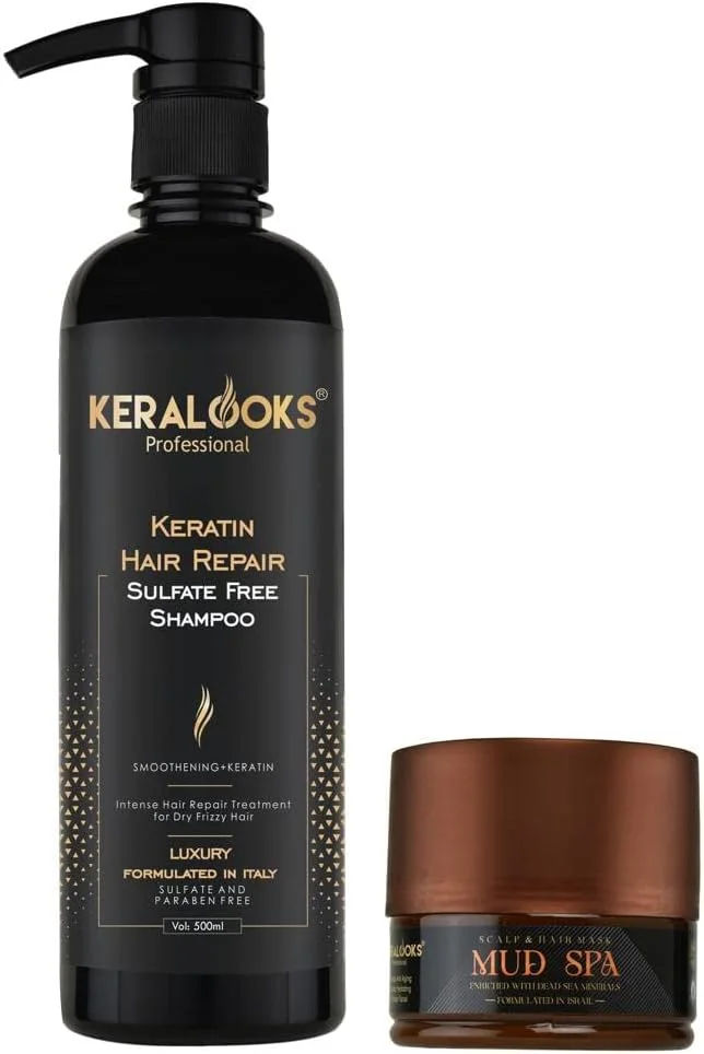شامپو ترمیم کننده کراتین حرفه ای Keralooks برای زنان - 500 میلی لیتر به همراه ماسک موی سر 500 میلی لیتر | صاف کننده | بدون سولفات و مناسب موهای تحت درمان شیمیایی شامپو ترمیم کننده کراتین حرفه ای Keralooks برای زنان - 500 میلی لیتر به همراه ماسک موی سر 500 میلی لیتر | صاف کننده | بدون سولفات و مناسب موهای تحت درمان شیمیایی