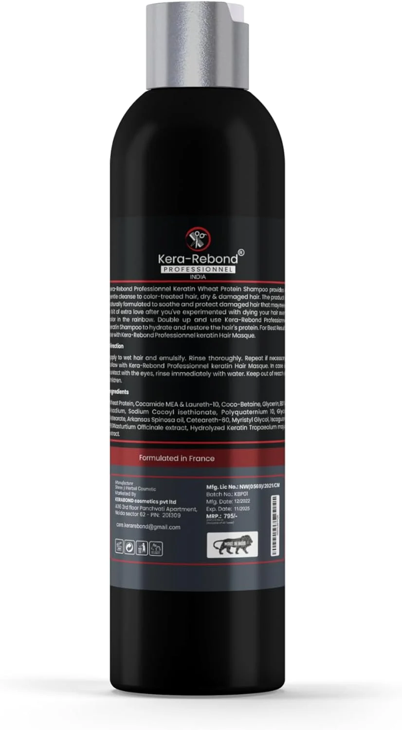 شامپو صاف کننده مو کراتینه Kera-Rebond Professional India، شامپو احیا کننده با پروتئین ها و ویتامین ها، متعادل کننده PH، حاوی کراتین مناسب برای انواع مو، 250 میلی لیتر شامپو صاف کننده مو کراتینه Kera-Rebond Professional India، شامپو احیا کننده با پروتئین ها و ویتامین ها، متعادل کننده PH، حاوی کراتین مناسب برای انواع مو، 250 میلی لیتر