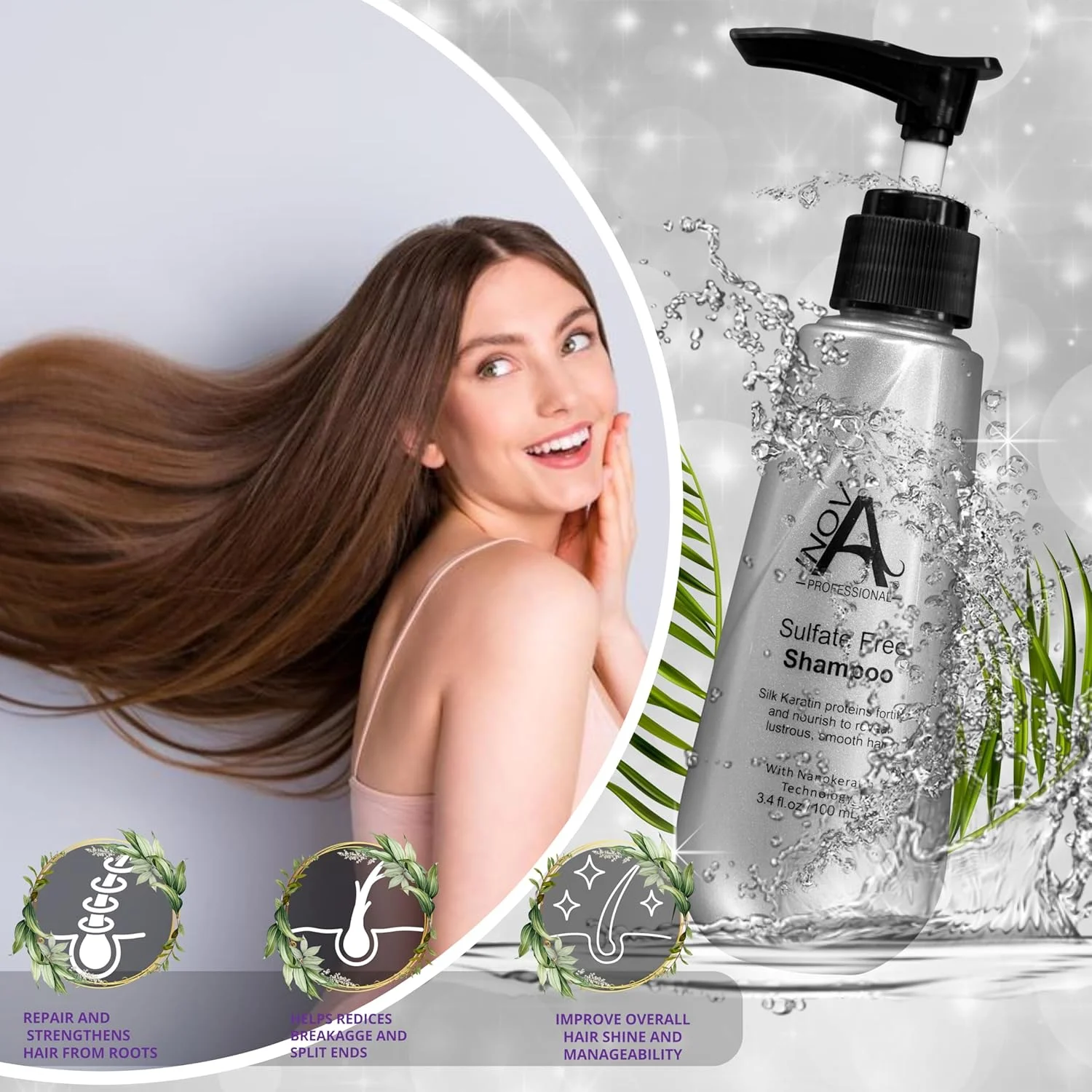 شامپو بدون سولفات محافظت کننده و صاف کننده کراتین ابریشم حرفه ای Inova، ۳۲۰ میلی لیتر (۱۱) شامپو بدون سولفات محافظت کننده و صاف کننده کراتین ابریشم حرفه ای Inova، ۳۲۰ میلی لیتر (۱۱)