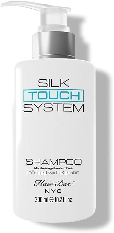 شامپو صاف کننده مو حاوی کراتین و بیوتین Hair Bar NYC Silk Touch System - مناسب موهای رنگ شده و آسیب دیده، 300 میلی لیتر شامپو صاف کننده مو حاوی کراتین و بیوتین Hair Bar NYC Silk Touch System - مناسب موهای رنگ شده و آسیب دیده، 300 میلی لیتر