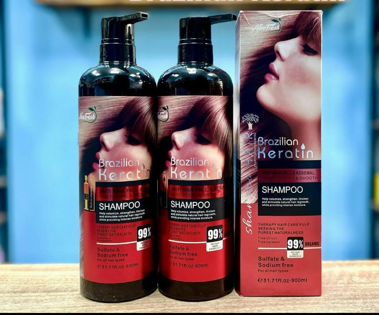 کراتین برزیلی ضد ریزش مو و شامپو ترمیم کننده، ترمیم 99% موهای آسیب دیده، بدون سولفات و سدیم، مناسب برای انواع مو، 500 میلی لیتر کراتین برزیلی ضد ریزش مو و شامپو ترمیم کننده، ترمیم 99% موهای آسیب دیده، بدون سولفات و سدیم، مناسب برای انواع مو، 500 میلی لیتر