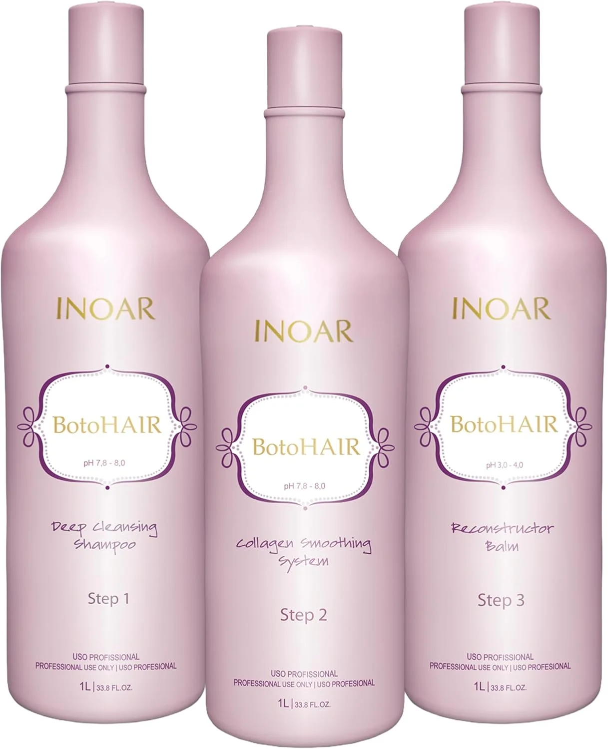 سیستم صاف کننده کلاژن مو اینوآر بوتو هیر با کراتین، شامپو پاک کننده عمیق، سیستم صاف کننده کلاژن و بالم بازسازی کننده، 1000 میلی لیتر سیستم صاف کننده کلاژن مو اینوآر بوتو هیر با کراتین، شامپو پاک کننده عمیق، سیستم صاف کننده کلاژن و بالم بازسازی کننده، 1000 میلی لیتر