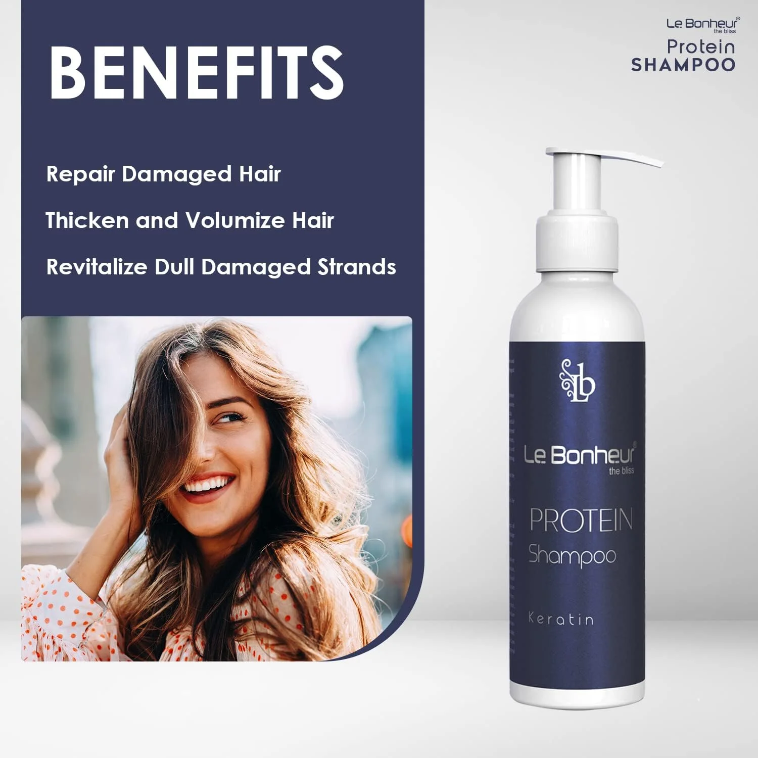 شامپو مو پروتئین کراتین Le Bonheur | کنترل وز، کیفیت سالنی، درمان صاف کننده، ماندگاری طولانی، درمان کراتینه | ایمن برای موهای رنگ شده | افزایش نرمی، استحکام و درخشندگی | 200 میلی لیتر شامپو مو پروتئین کراتین Le Bonheur | کنترل وز، کیفیت سالنی، درمان صاف کننده، ماندگاری طولانی، درمان کراتینه | ایمن برای موهای رنگ شده | افزایش نرمی، استحکام و درخشندگی | 200 میلی لیتر