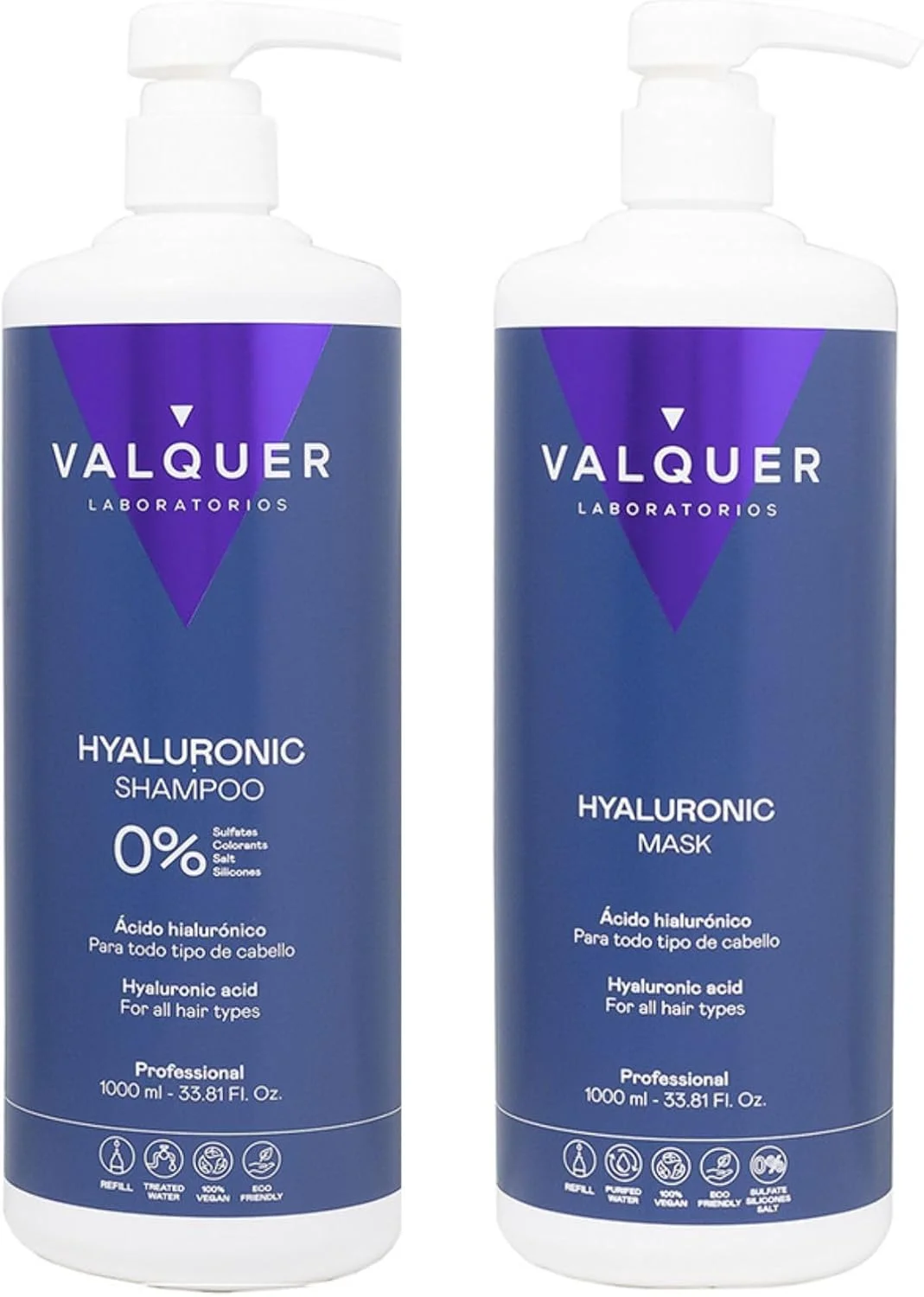 مجموعه شامپو و ماسک مو هیالورونیک اسید والکر فرمول زیرو، مرطوب کننده و محافظت کننده موهای آسیب دیده و خشک با آلوئه ورا، پانتنول و کراتین مناسب برای انواع مو 1 لیتر + 1 لیتر