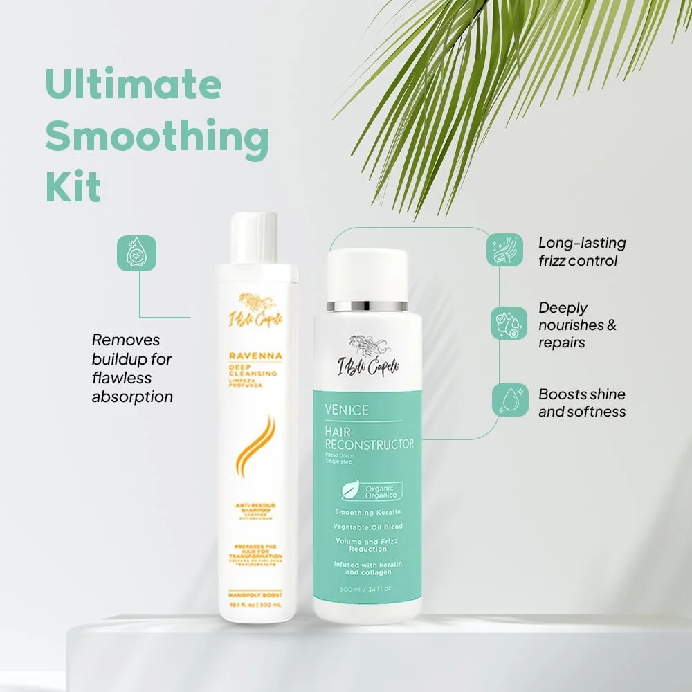 مجموعه کامل صاف کننده مو کراتین ارگانیک I Belli Capelli Venice، حجم 500 میلی لیتر + شامپو پاک کننده عمیق 300 میلی لیتر - کراتینا ارگانیکا سین فرمول پارا آلیزار ال پلو مجموعه کامل صاف کننده مو کراتین ارگانیک I Belli Capelli Venice، حجم 500 میلی لیتر + شامپو پاک کننده عمیق 300 میلی لیتر - کراتینا ارگانیکا سین فرمول پارا آلیزار ال پلو