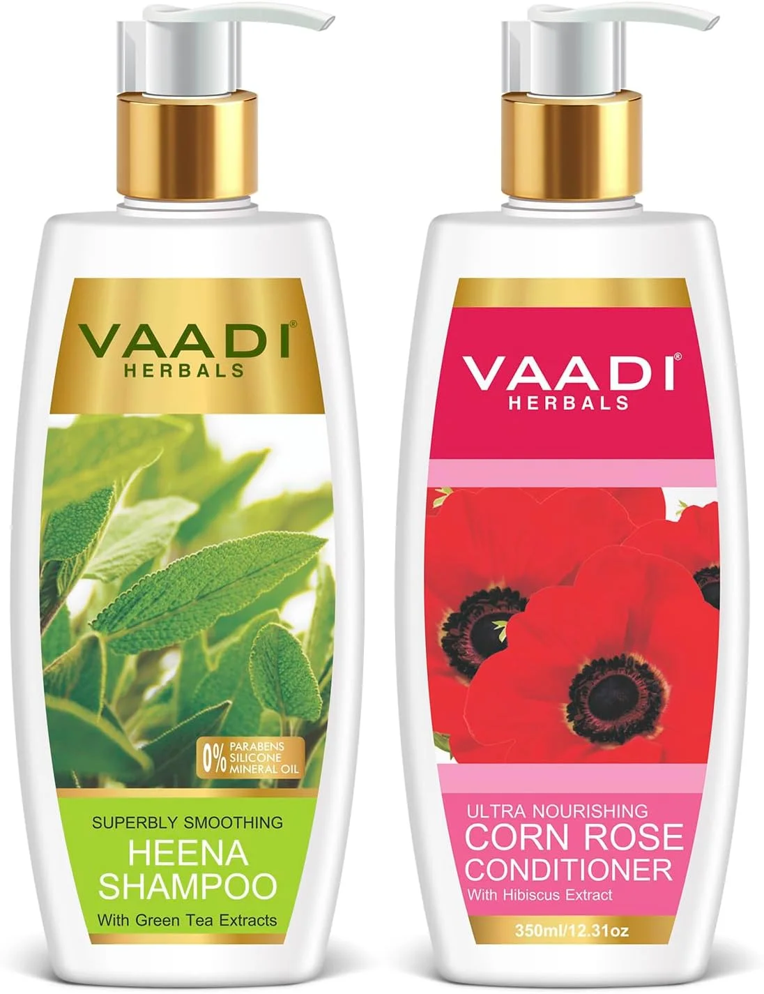 شامپو حنا ارگانیک فوق العاده نرم کننده وادی هربالز - نرم کننده غنی گل رز ذرت (2 x 350 میلی لیتر)