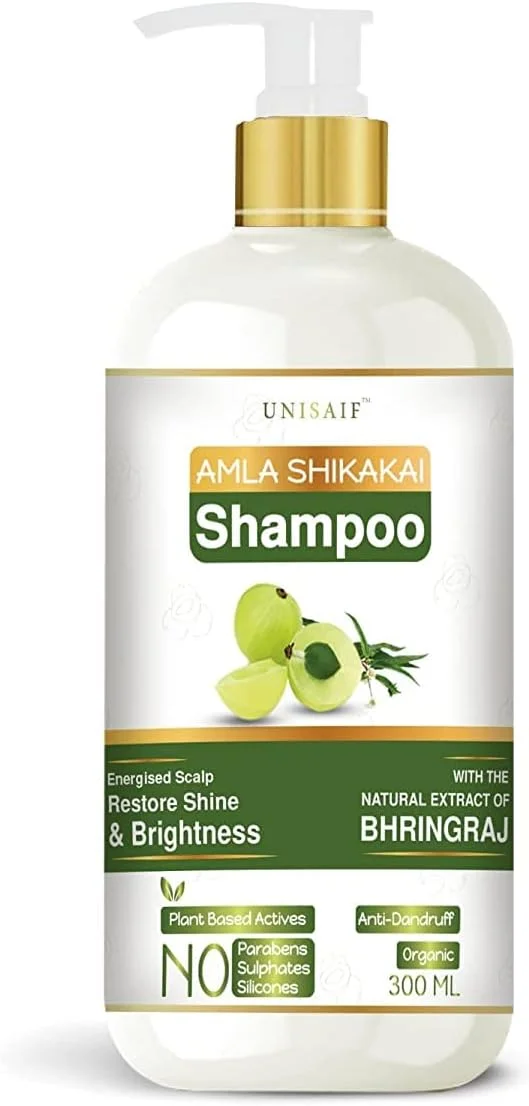 شامپو آملا شیکاکای یونیسایف - شامپو ارگانیک برای موهای خشک و آسیب دیده و رشد مو | افزایش درخشندگی | بافت ابریشمی | بدون پارابن و سولفات | بدون سیلیکون (300 میلی لیتر)