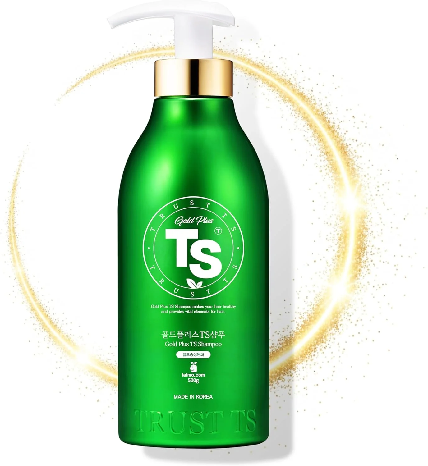 شامپو طلایی پلاس تی اس | شامپو ضد ریزش مو با بیوتین، عصاره طلا و نیاسینامید | گردش خون پوست سر و مراقبت از حجم مو | مراقبت از موی کره ای بدون سولفات برای موهای نازک (500 میلی لیتر)