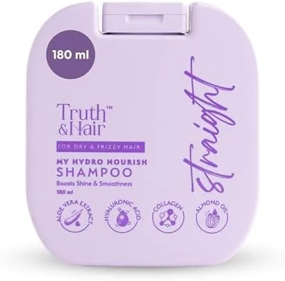 شامپو آبرسان و مغذی موهای صاف تروث اند هیر | غنی شده با عصاره آلوئه ورا، کلاژن، روغن بادام (180 میلی لیتر)