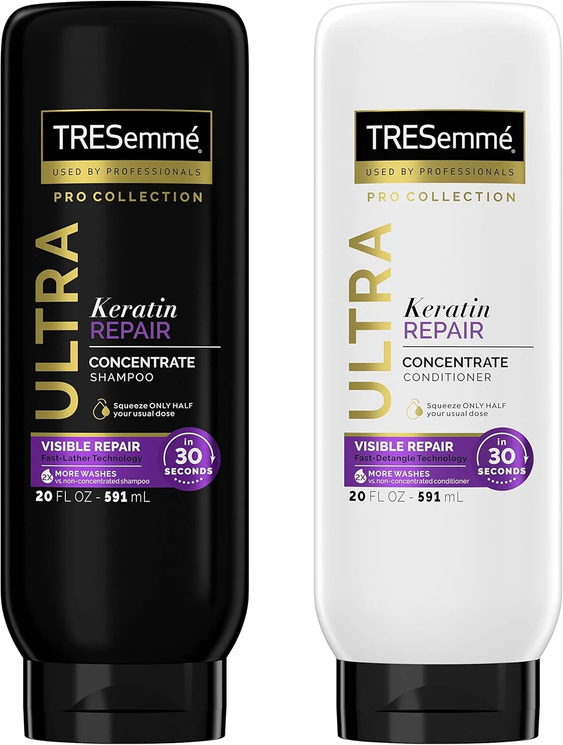 شامپو و نرم کننده ترمیم کننده فوق العاده کراتین ترزمه برای موهای آسیب دیده، ترمیم قابل مشاهده در 30 ثانیه، فناوری کف سریع و باز کردن گره سریع، بسته ترکیبی 2 برابر شستشوی بیشتر