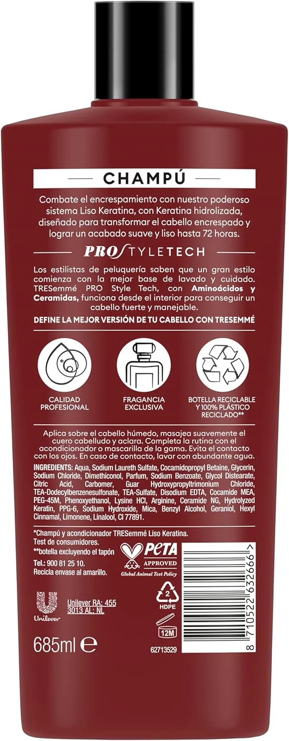 شامپو کراتینه صاف کننده مو ترزمه برای موهای وز یا آسیب دیده حاوی روغن مارولا و کراتین، 6 عدد 685 میلی لیتری