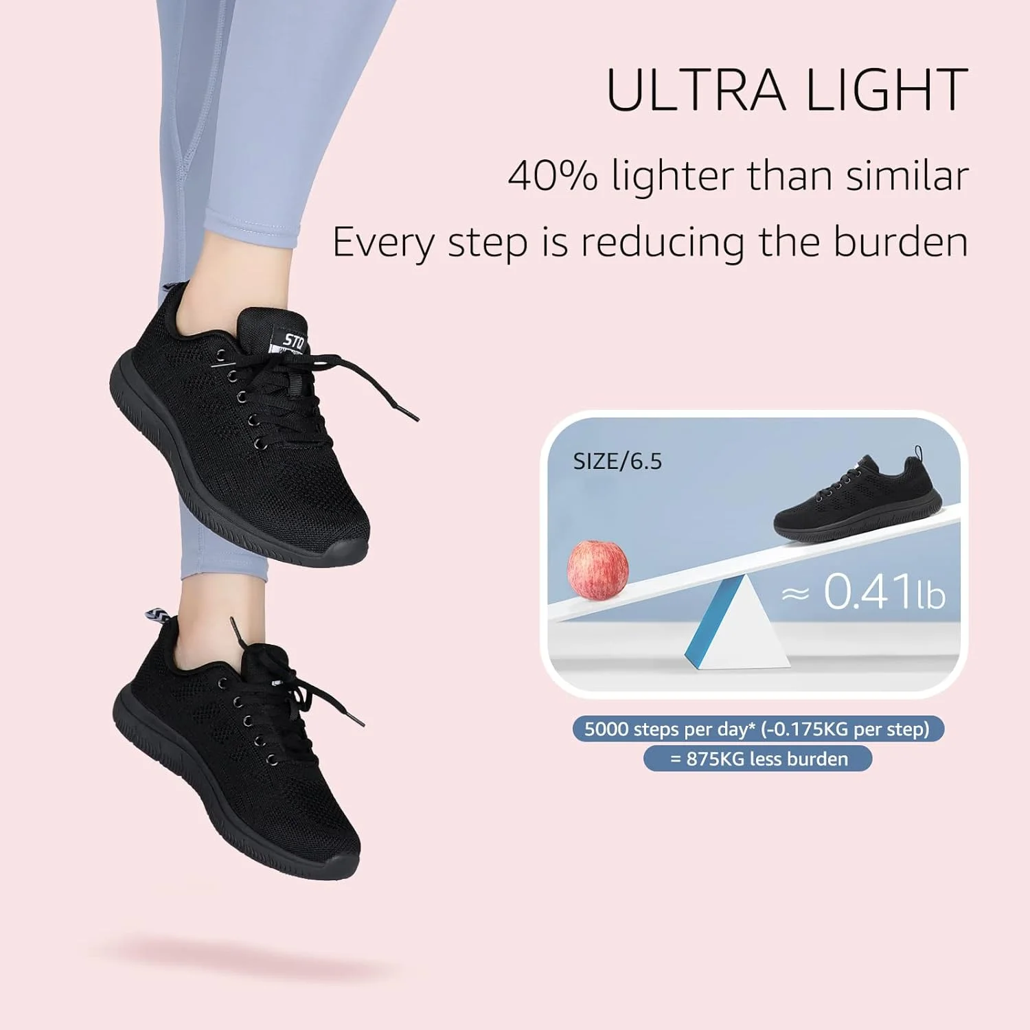 کفش پیاده روی زنانه STQ، کفش های تنیس و دویدن سبک و بند دار