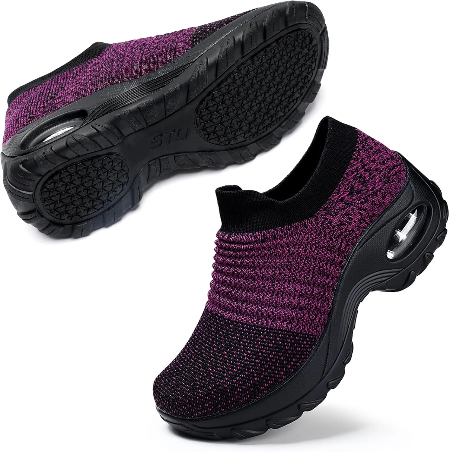 کفش پیاده روی زنانه STQ، کفش کتانی لغزنده با پشتیبانی از قوس مموری فوم