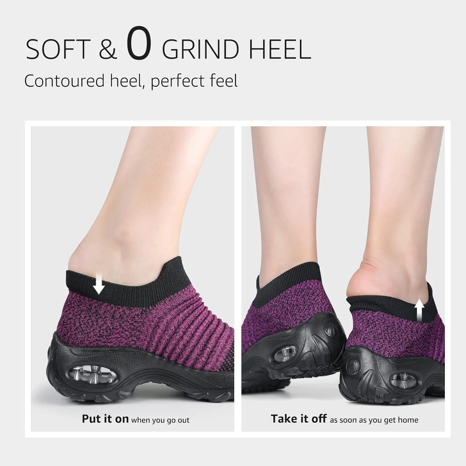 کفش پیاده روی زنانه STQ، کفش کتانی لغزنده با پشتیبانی از قوس مموری فوم