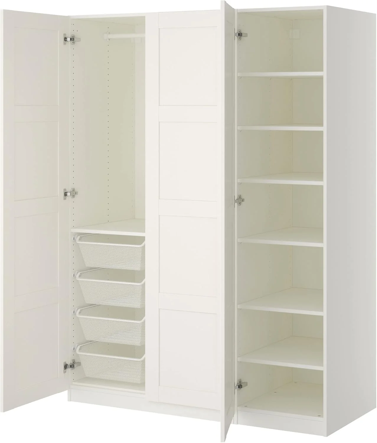 کمد لباس PAX/BERGSBO، ۱۵۰x۶۰x۲۰۱ سانتی متر، سفید/سفید