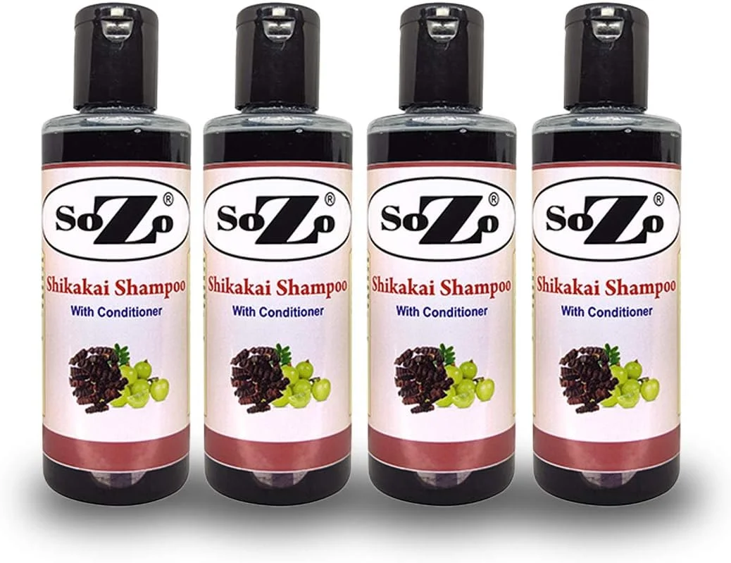 شامپو شیکاکای سوزو از BSL India Private Limited برای رشد ضخیم و بلند مو (200 میلی لیتر) کنترل ریزش مو - ترمیم مو - ضد شوره سر با آنتی اکسیدان ها و شامپو بدون مواد شیمیایی - بسته 4 عددی