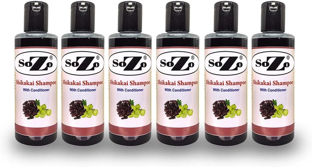 شامپو شیکاکای سوزو از BSL India Private Limited برای رشد ضخیم و بلند مو (200 میلی لیتر) کنترل ریزش مو - ترمیم مو - ضد شوره سر با آنتی اکسیدان ها و شامپو بدون مواد شیمیایی - بسته 6 عددی