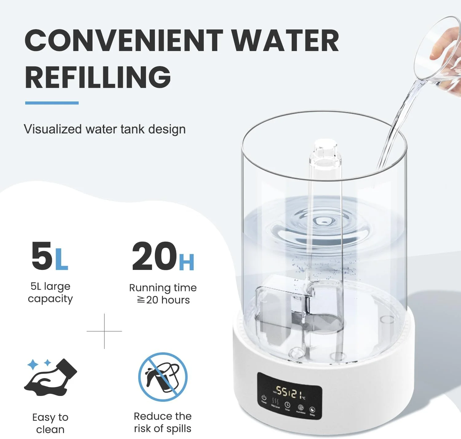 دستگاه بخور سرد 5 لیتری Necomi مناسب اتاق خواب و منزل، دارای چراغ های 7 رنگ، پر کردن آسان از بالا، کنترل سطح مه، عملکرد روغن های اساسی، تایمر 1-8 ساعته، خاموش شدن خودکار، حالت خواب، فاقد BPA دستگاه بخور سرد 5 لیتری Necomi مناسب اتاق خواب و منزل، دارای چراغ های 7 رنگ، پر کردن آسان از بالا، کنترل سطح مه، عملکرد روغن های اساسی، تایمر 1-8 ساعته، خاموش شدن خودکار، حالت خواب، فاقد BPA