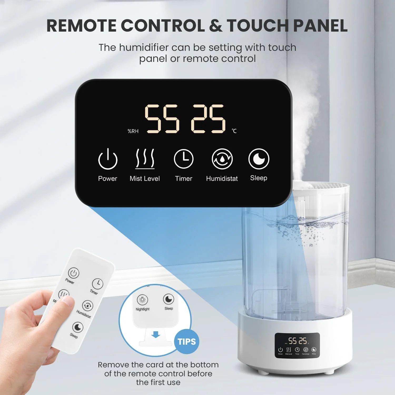 دستگاه بخور سرد 5 لیتری Necomi مناسب اتاق خواب و منزل، دارای چراغ های 7 رنگ، پر کردن آسان از بالا، کنترل سطح مه، عملکرد روغن های اساسی، تایمر 1-8 ساعته، خاموش شدن خودکار، حالت خواب، فاقد BPA دستگاه بخور سرد 5 لیتری Necomi مناسب اتاق خواب و منزل، دارای چراغ های 7 رنگ، پر کردن آسان از بالا، کنترل سطح مه، عملکرد روغن های اساسی، تایمر 1-8 ساعته، خاموش شدن خودکار، حالت خواب، فاقد BPA