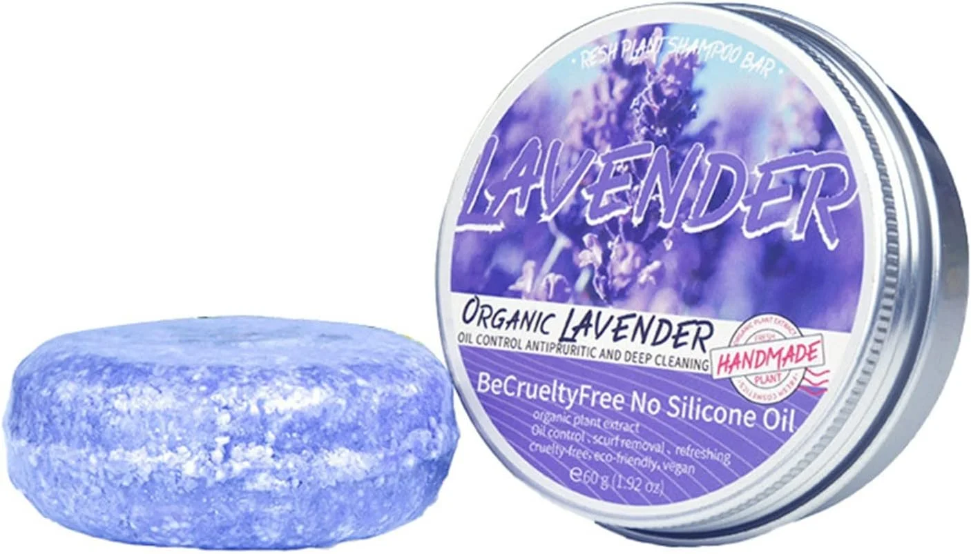 شامپو جامد، صابون شامپو وگان برای مو، صابون شامپو جامد برای موهای خشک و آسیب دیده، اسانس گیاهی به توقف ریزش مو کمک می کند و باعث رشد سالم مو می شود (B)