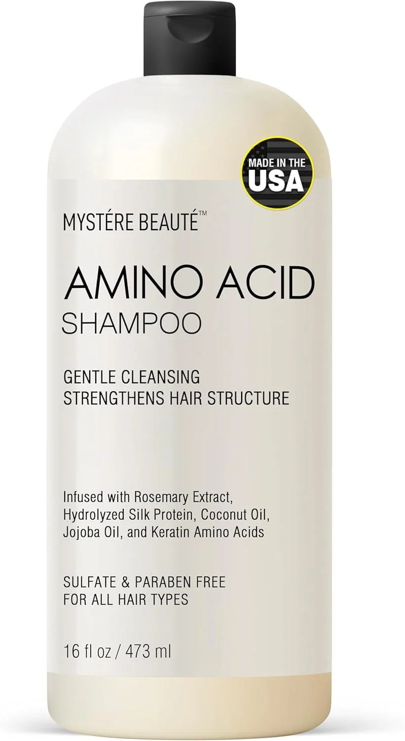 شامپو اسید آمینه، شامپو اسید آمینه بدون سولفات غنی شده با عصاره رزماری و روغن جوجوبا برای موهای خشک و آسیب دیده | شامپو کراتین با اسیدهای آمینه شامپو پروتئینی برای تقویت مو - 473 میلی لیتر