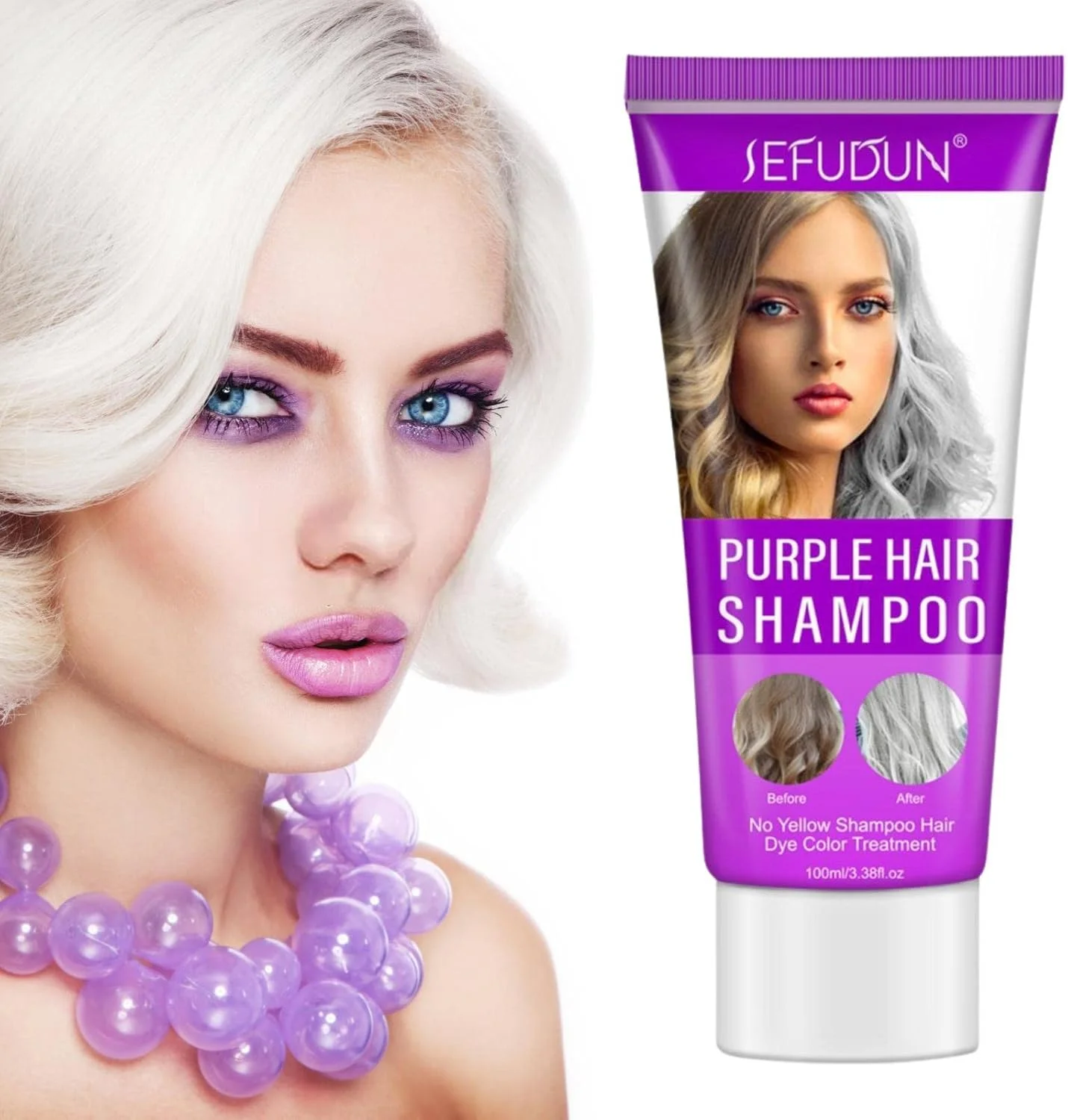 شامپو بنفش | روشن کننده مو، نرم کننده موهای خشک و آسیب دیده، شامپو بنفش برای موهای خاکستری، موهای بلوند دکلره شده و هایلایت شده، 100 میلی لیتر