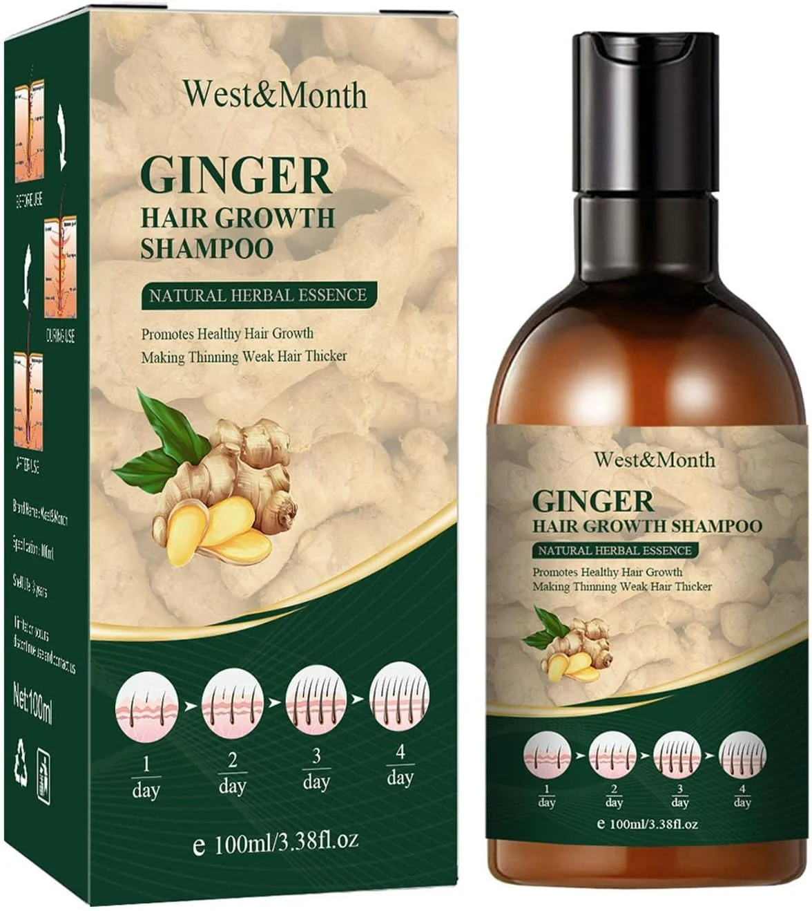 شامپو مراقبت از مو زنجبیلی | شامپو آبرسان برای استفاده روزانه، شامپو کف کننده مرطوب کننده با فرمول طبیعی برای موهای خشک و آسیب دیده رنگ شده