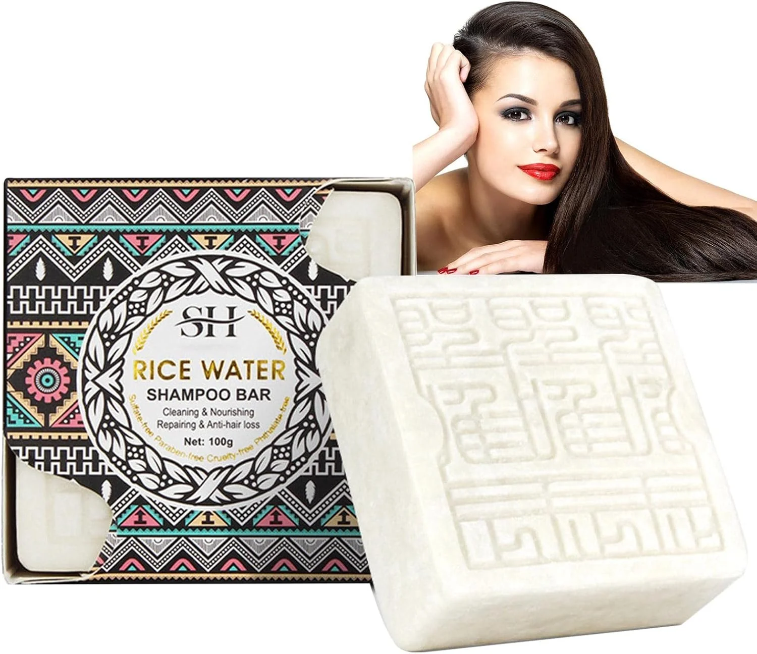 دو عدد صابون شامپو برنج | آب برنج تخمیر شده برای رشد مو، مناسب برای انواع مو، مواد طبیعی و دست ساز برای رشد مو، نرم کننده و ترمیم مو