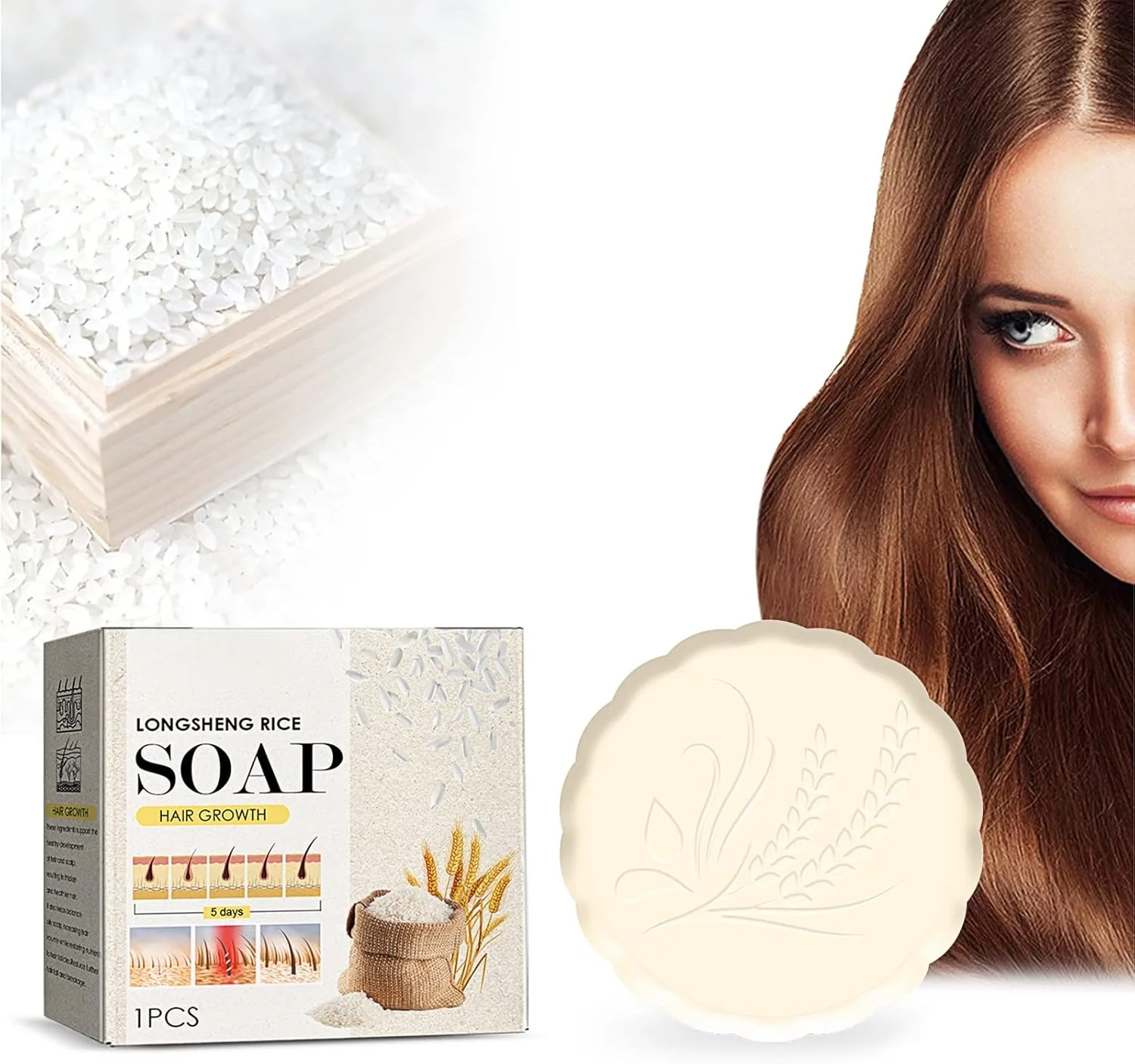 شامپو بار برنج، صابون برنج برای رشد مو، شامپو بار برنج برای جلوگیری از ریزش مو، صابون برنج تخمیر شده برای رشد مو، مرطوب کننده و ترمیم کننده موهای خشک و آسیب دیده