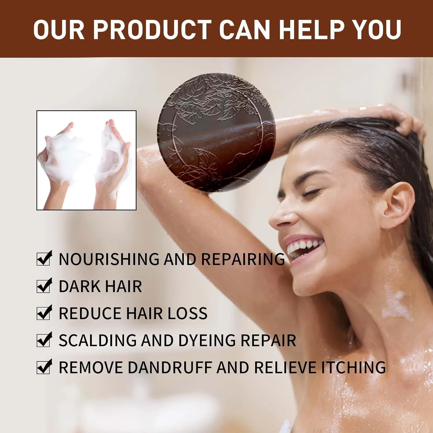 شامپو و نرم کننده صابونی SAGAQ با جینسینگ و زنجبیل، شامپو رشد موی خاکستری ارگانیک، شامپو تیره کننده موی طبیعی برای شامپو موهای خشک و آسیب دیده و ریزش مو (2 عدد)